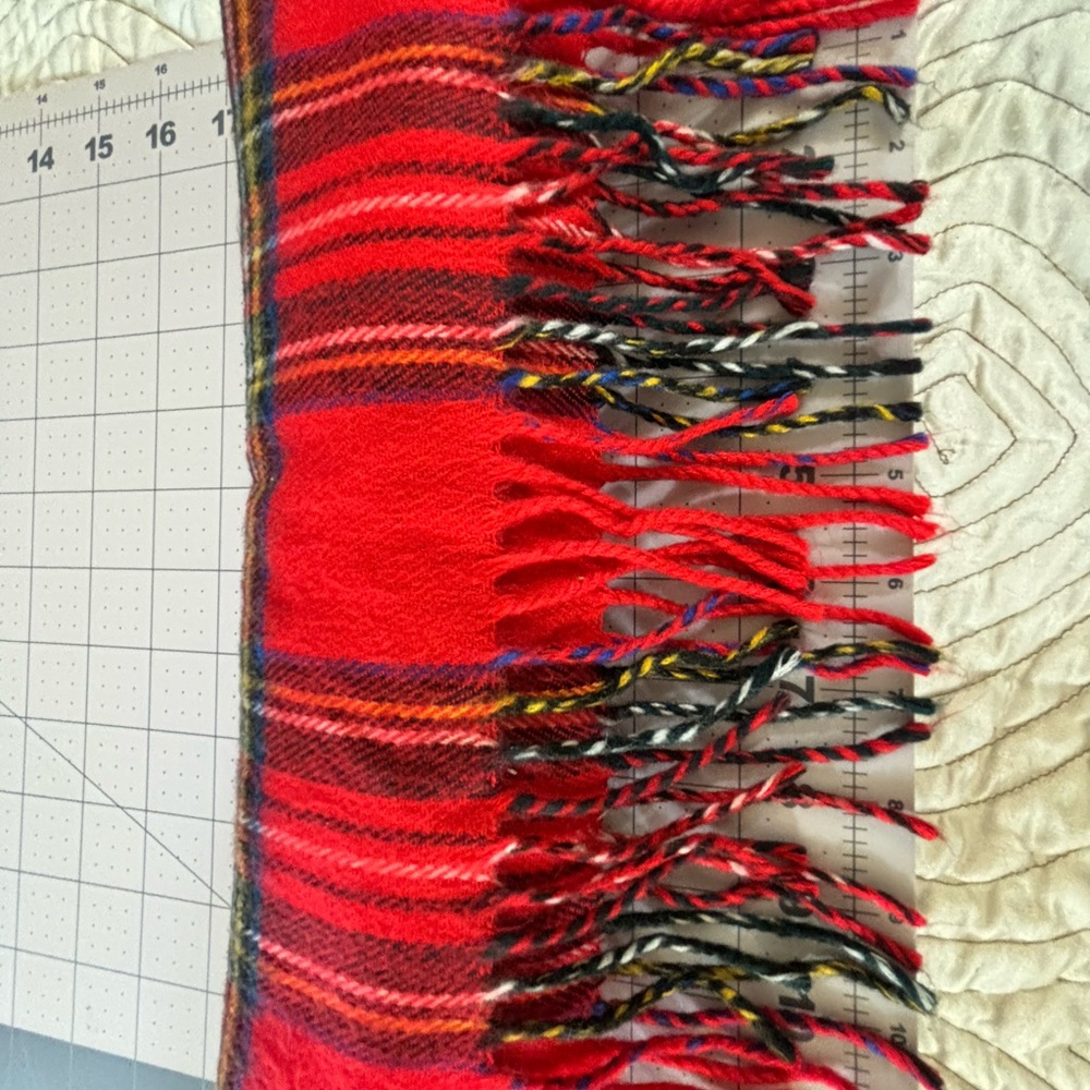 Christian Dior Monsieur Vintage Red Plaid Cashmaire Scarf Made in Japan - Picture 8 of 15